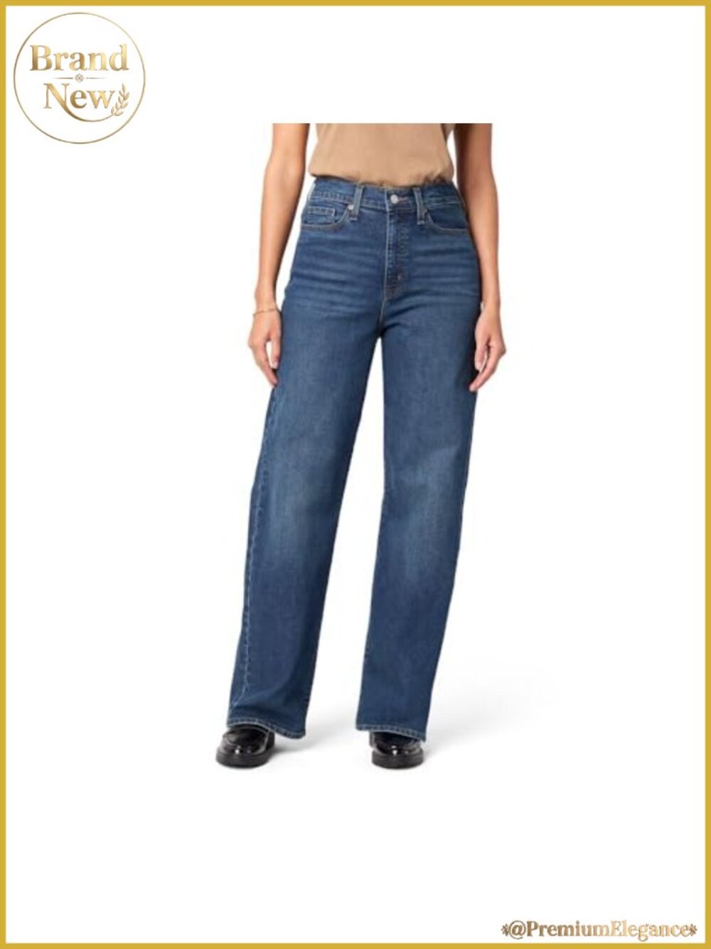 Women's High Rise Loose Straight Stretch Denim Jeans